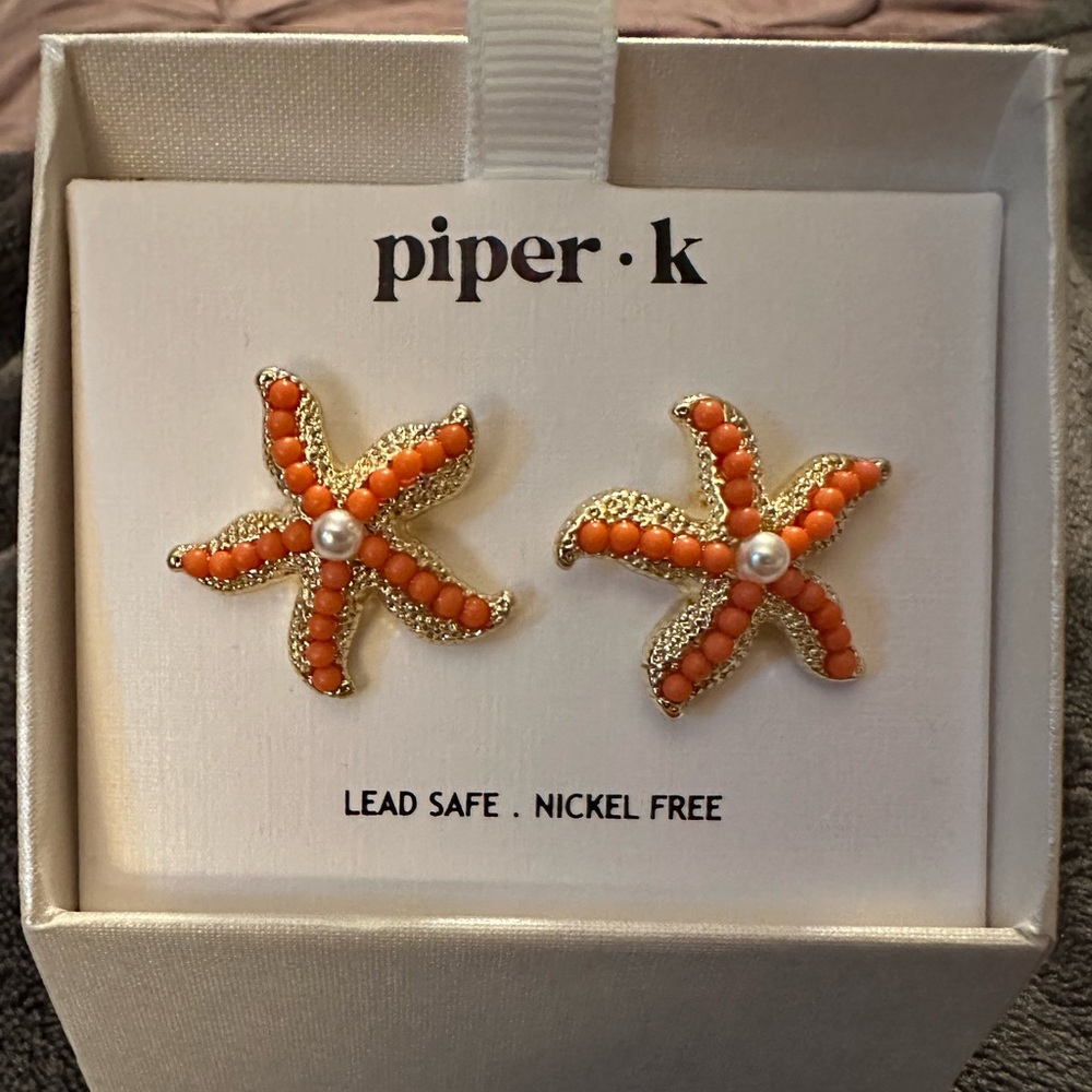 Piper K Beaded Starfish Earrings | NIB
